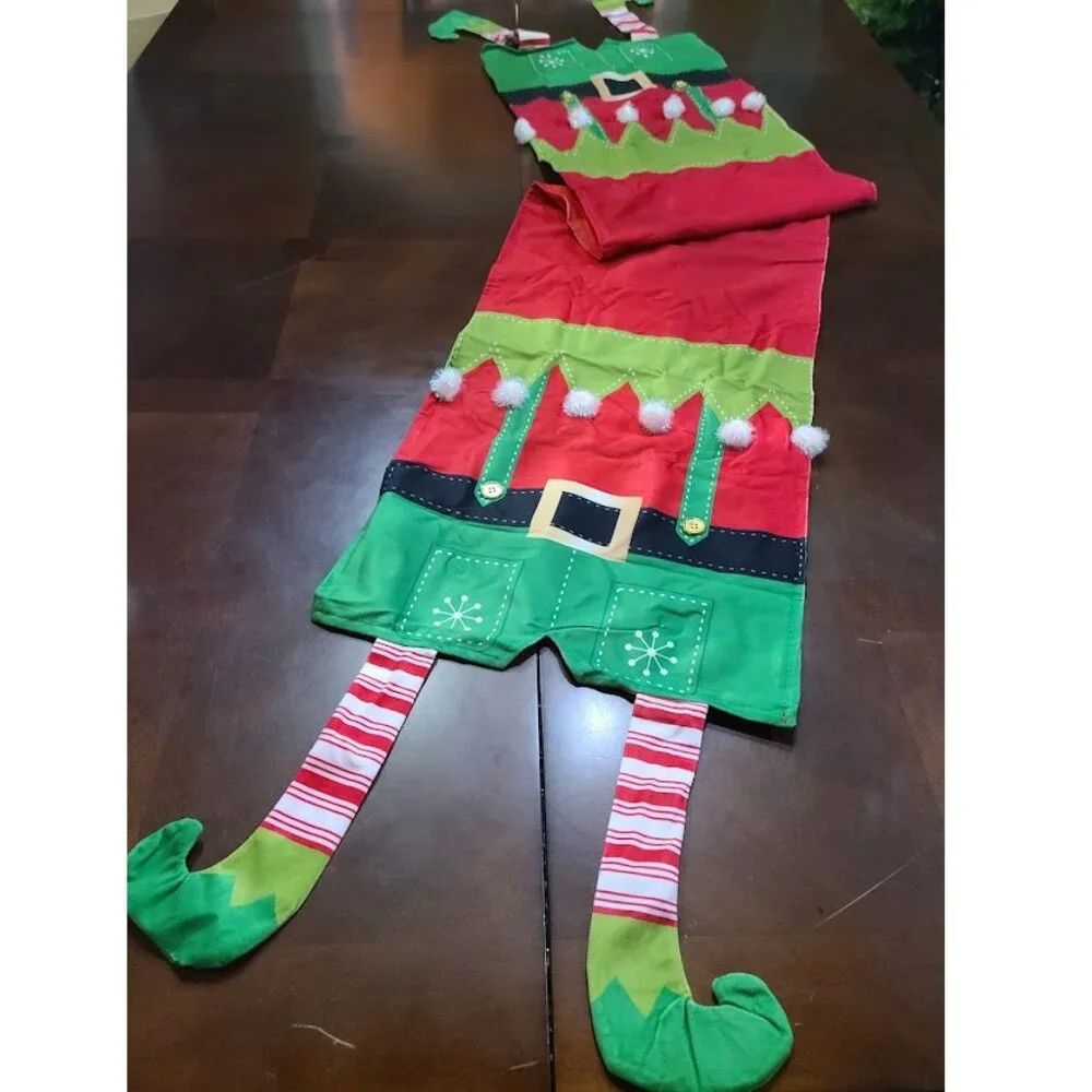 Christmas Table Runner Elf Decor Decorative Cloth Xmas Holiday Decoration Red